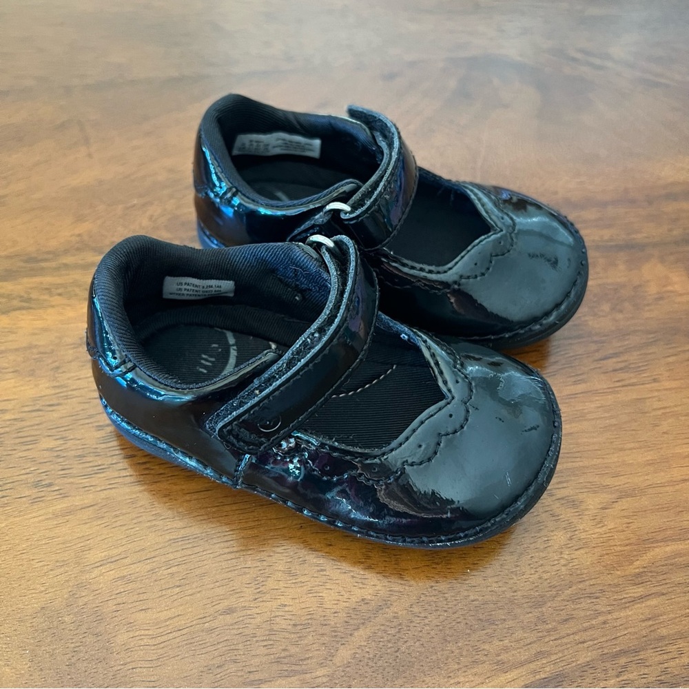 Stride Rite Black Mary Jane Baby Girl Shoes, Size 4.5